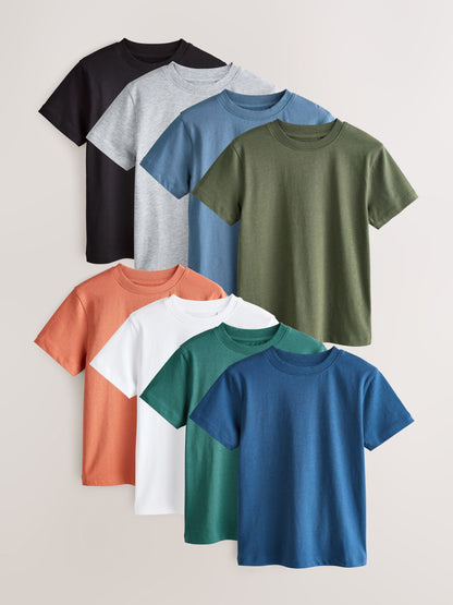 Dsiney Kidz - Black/Green/Blue/White/Rust/Grey Regular Fit Short Sleeve T-Shirts 8 Pack (3-16yrs) image 1