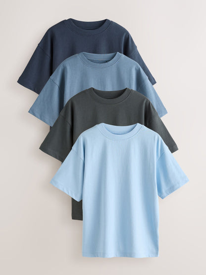 Dsiney Kidz - Navy/Mid Blue/Charcoal/Light Blue Relaxed Fit Short Sleeves T-Shirts 4 Pack (3-16yrs) image 1
