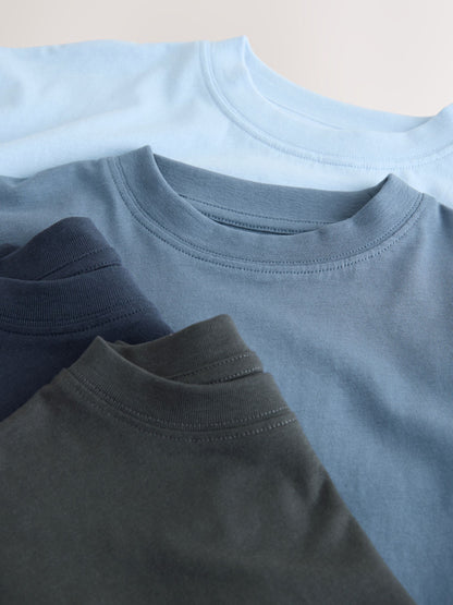 Dsiney Kidz - Navy/Mid Blue/Charcoal/Light Blue Relaxed Fit Short Sleeves T-Shirts 4 Pack (3-16yrs) image 7
