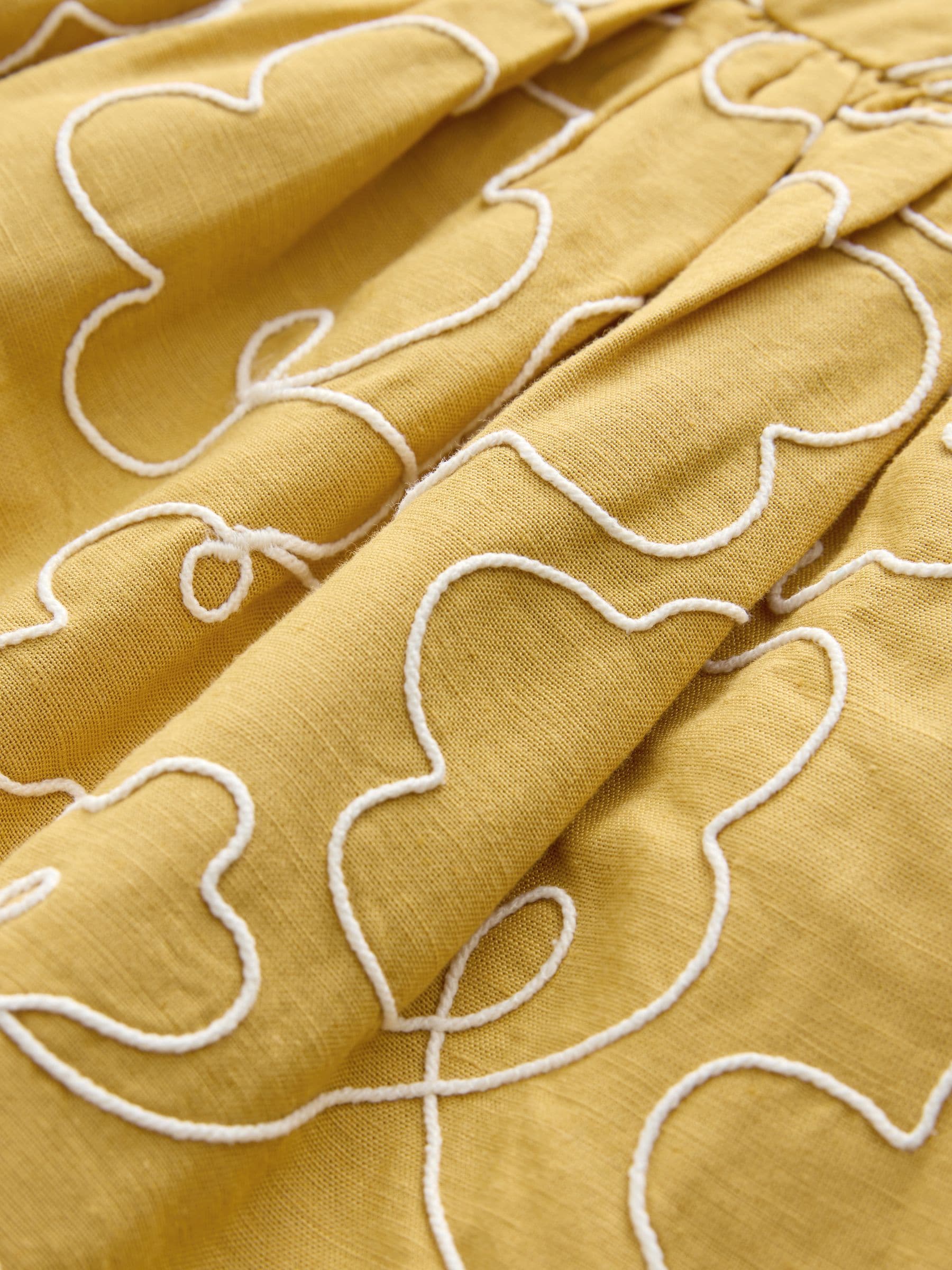 Ochre Yellow Embroidered Angel Sleeve Dress (3mths-8yrs) image 7