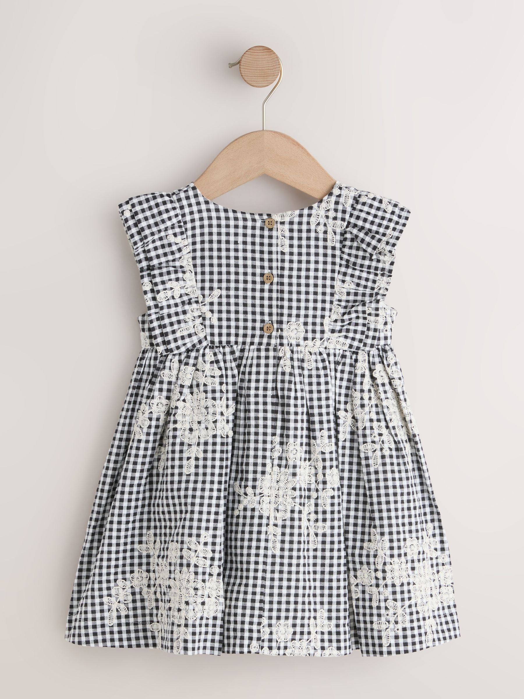 Black/White Gingham Embroidered Frill Sleeve Dress (3mths-8yrs) image 5