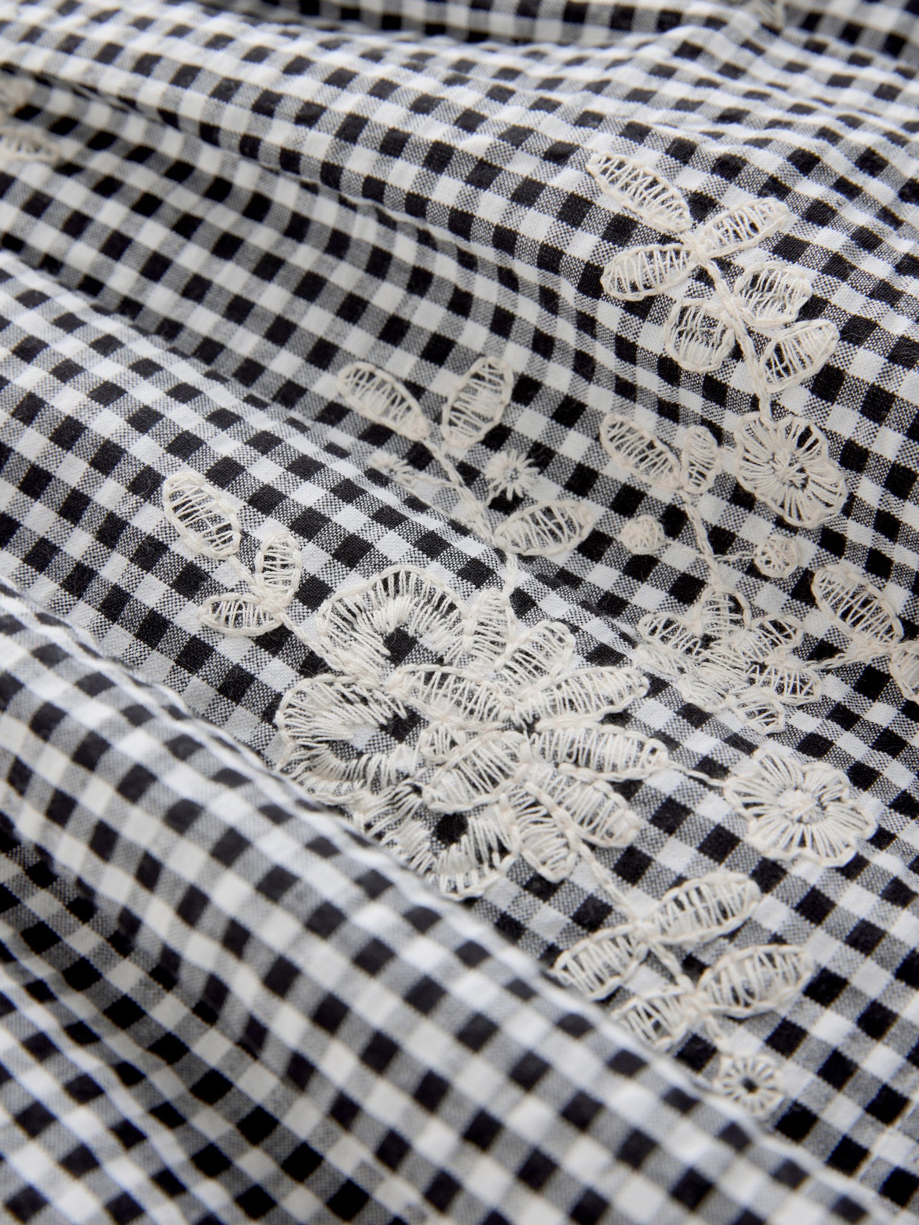 Black/White Gingham Embroidered Frill Sleeve Dress (3mths-8yrs) image 7