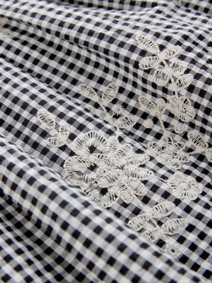 Black/White Gingham Embroidered Frill Sleeve Dress (3mths-8yrs) image 7