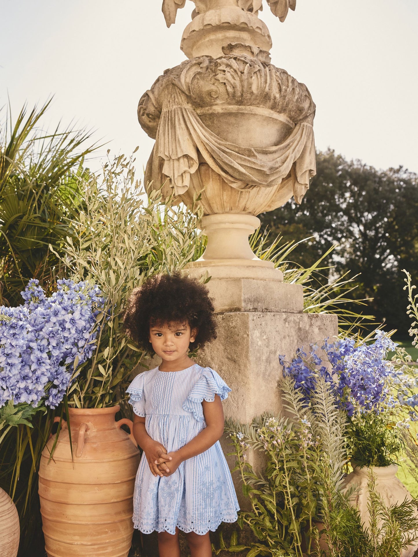 Blue Embroidered Angel Sleeve Dress (3mths-8yrs) image 2