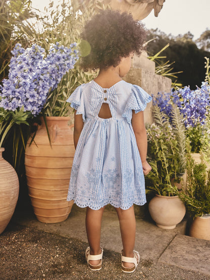 Blue Embroidered Angel Sleeve Dress (3mths-8yrs) image 3