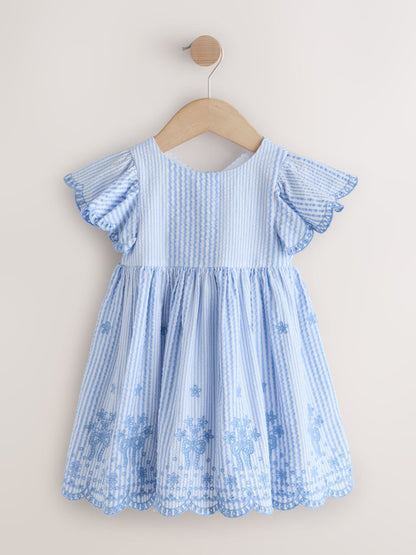 Blue Embroidered Angel Sleeve Dress (3mths-8yrs) image 5