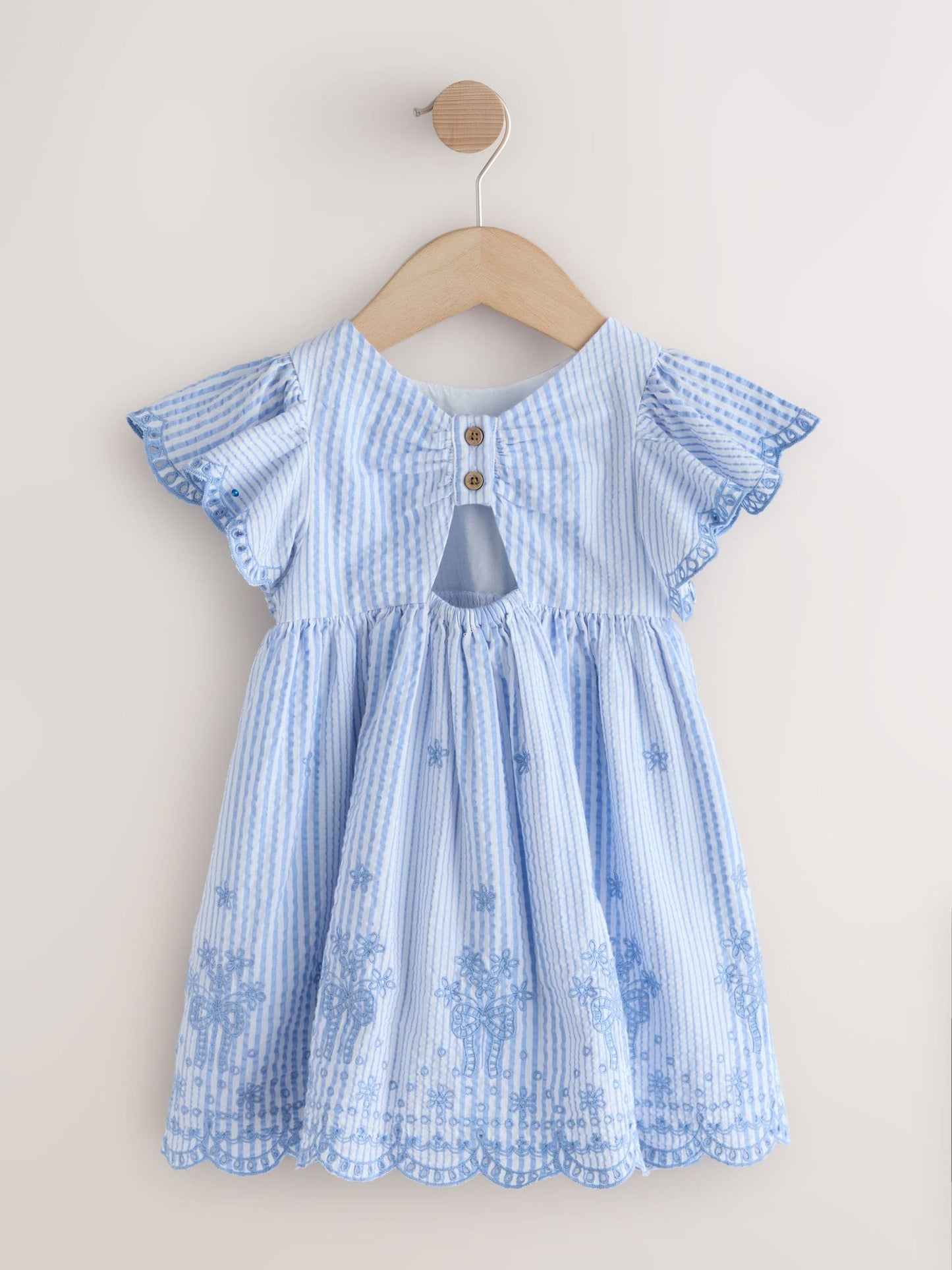 Blue Embroidered Angel Sleeve Dress (3mths-8yrs) image 6