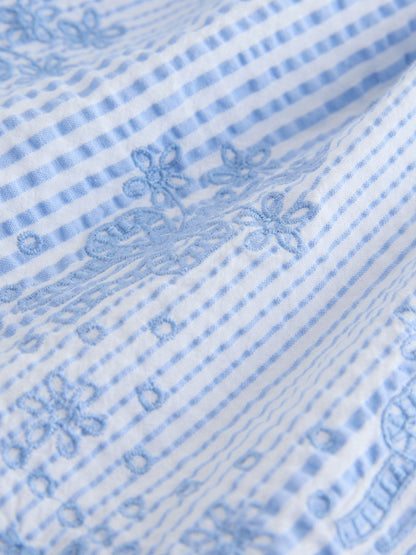 Blue Embroidered Angel Sleeve Dress (3mths-8yrs) image 9