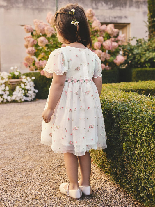 Ivory Embroidered Mesh Dress (3mths-8yrs) image 2