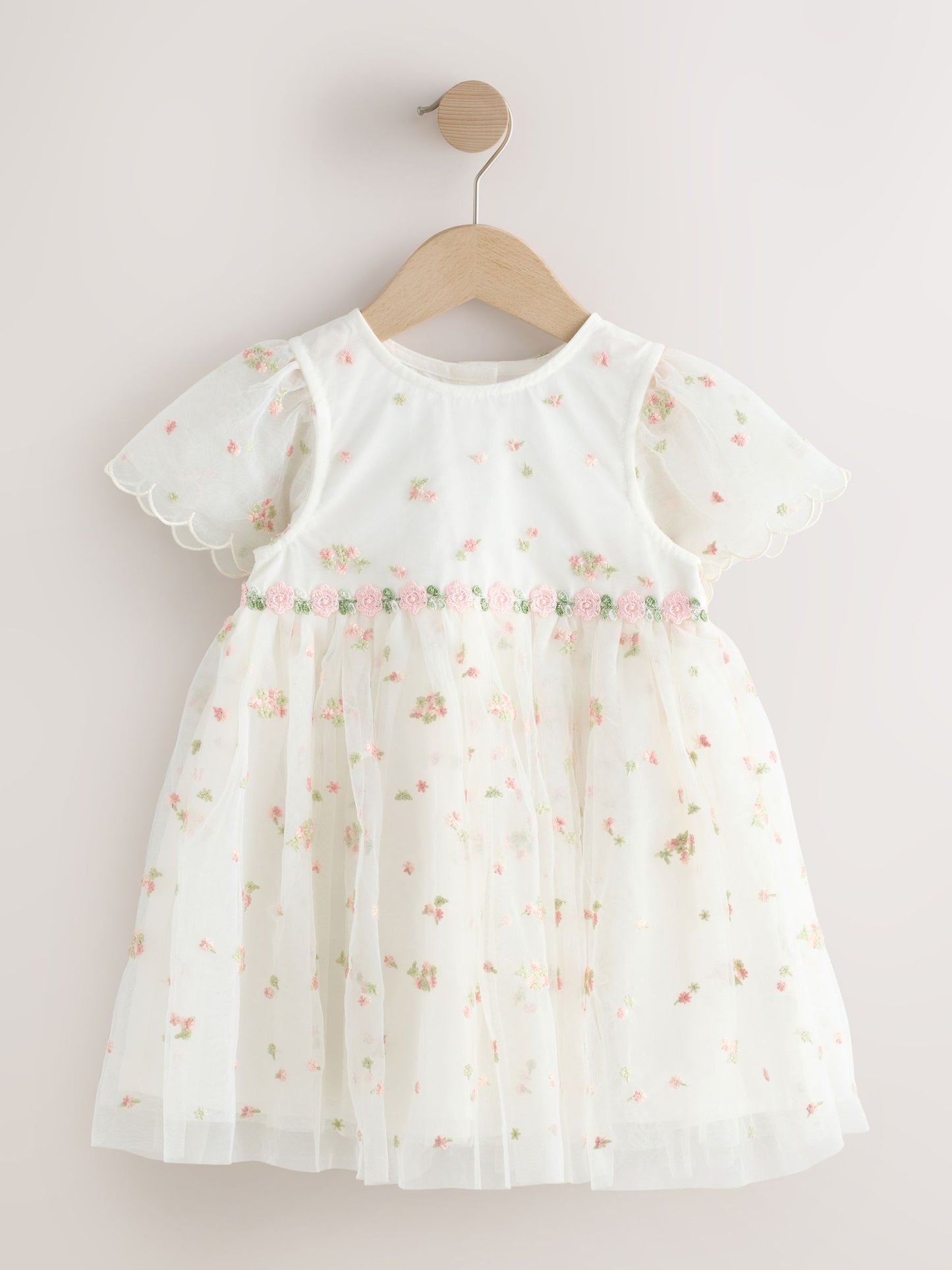 Ivory Embroidered Mesh Dress (3mths-8yrs) image 4