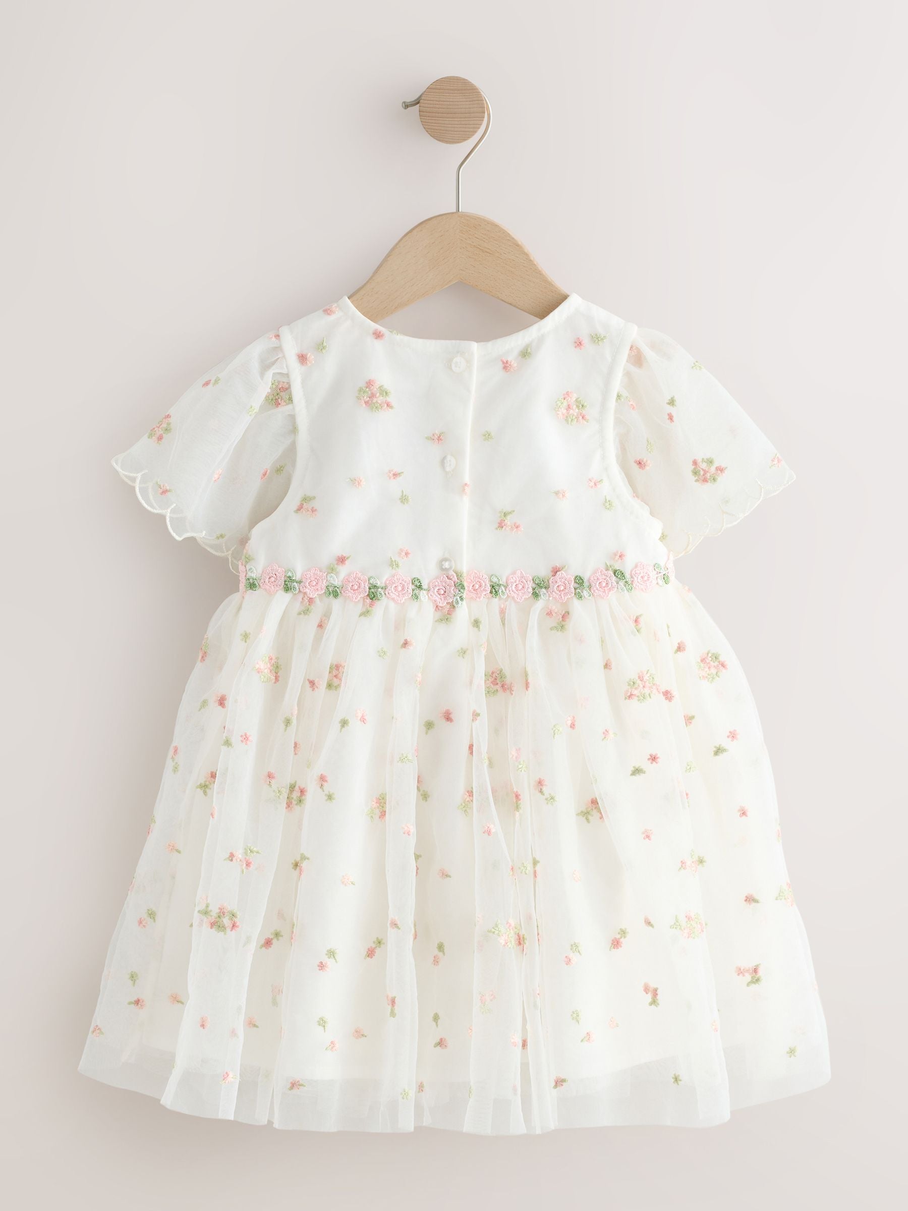 Ivory Embroidered Mesh Dress (3mths-8yrs) image 5