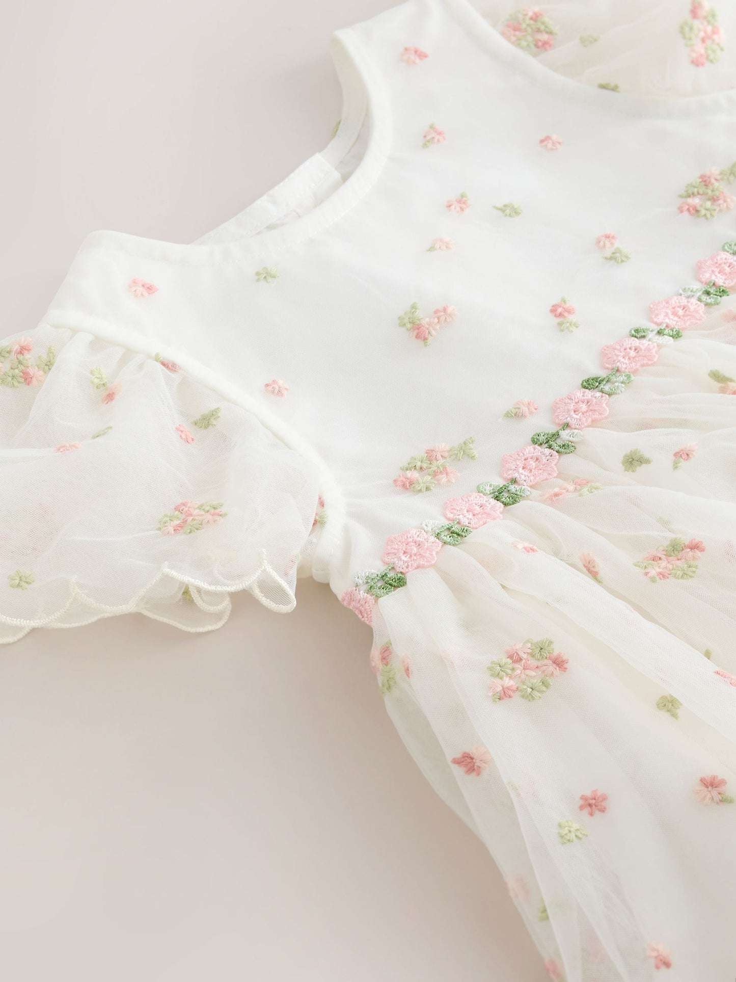 Ivory Embroidered Mesh Dress (3mths-8yrs) image 7