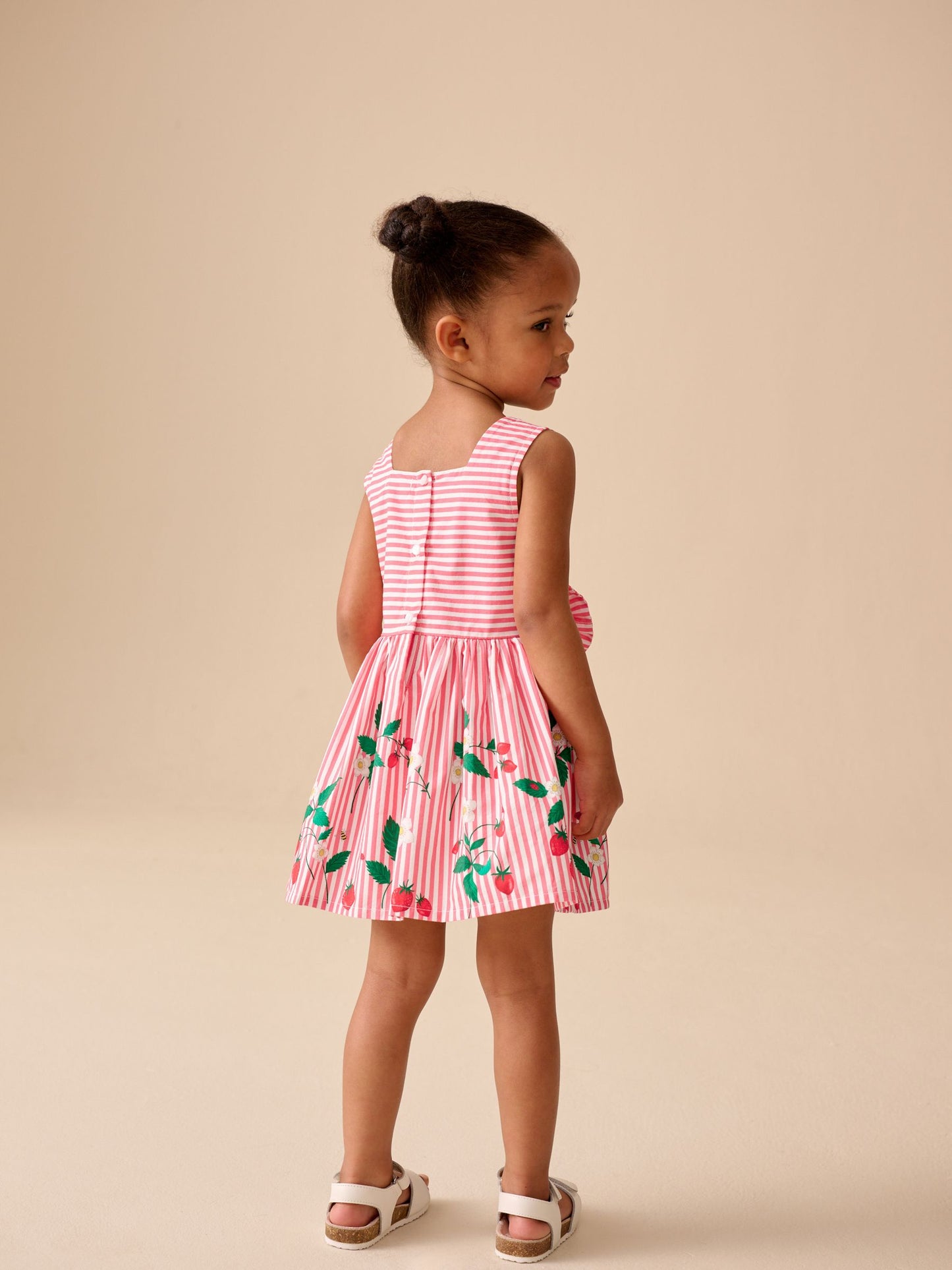 Red Strawberry Stripe Bow Front Prom Dress (3mths-8yrs) image 3