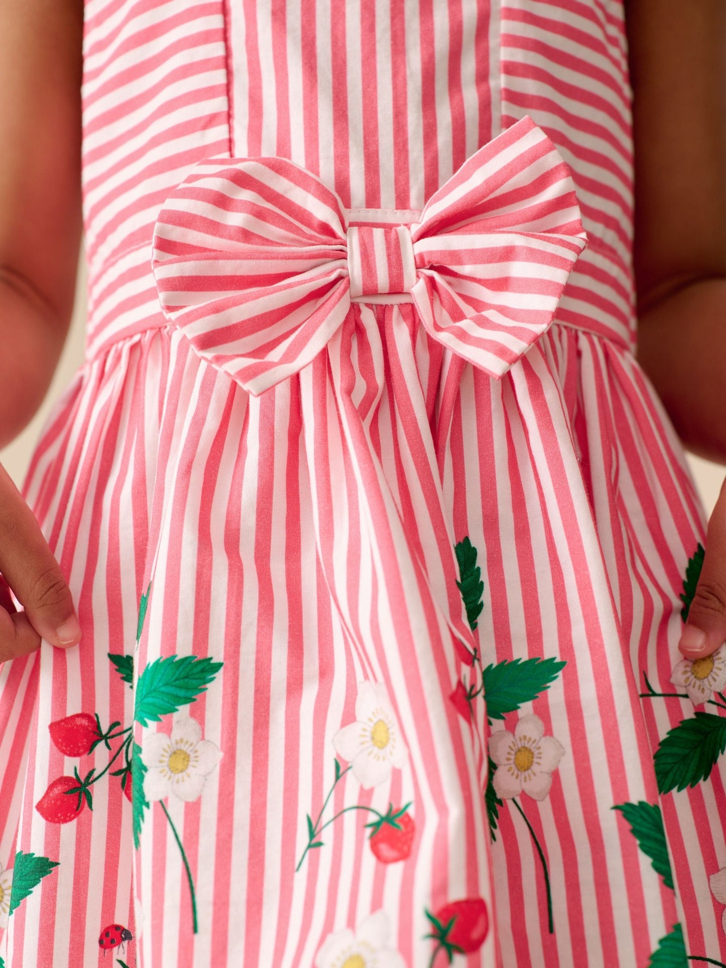 Red Strawberry Stripe Bow Front Prom Dress (3mths-8yrs) image 4