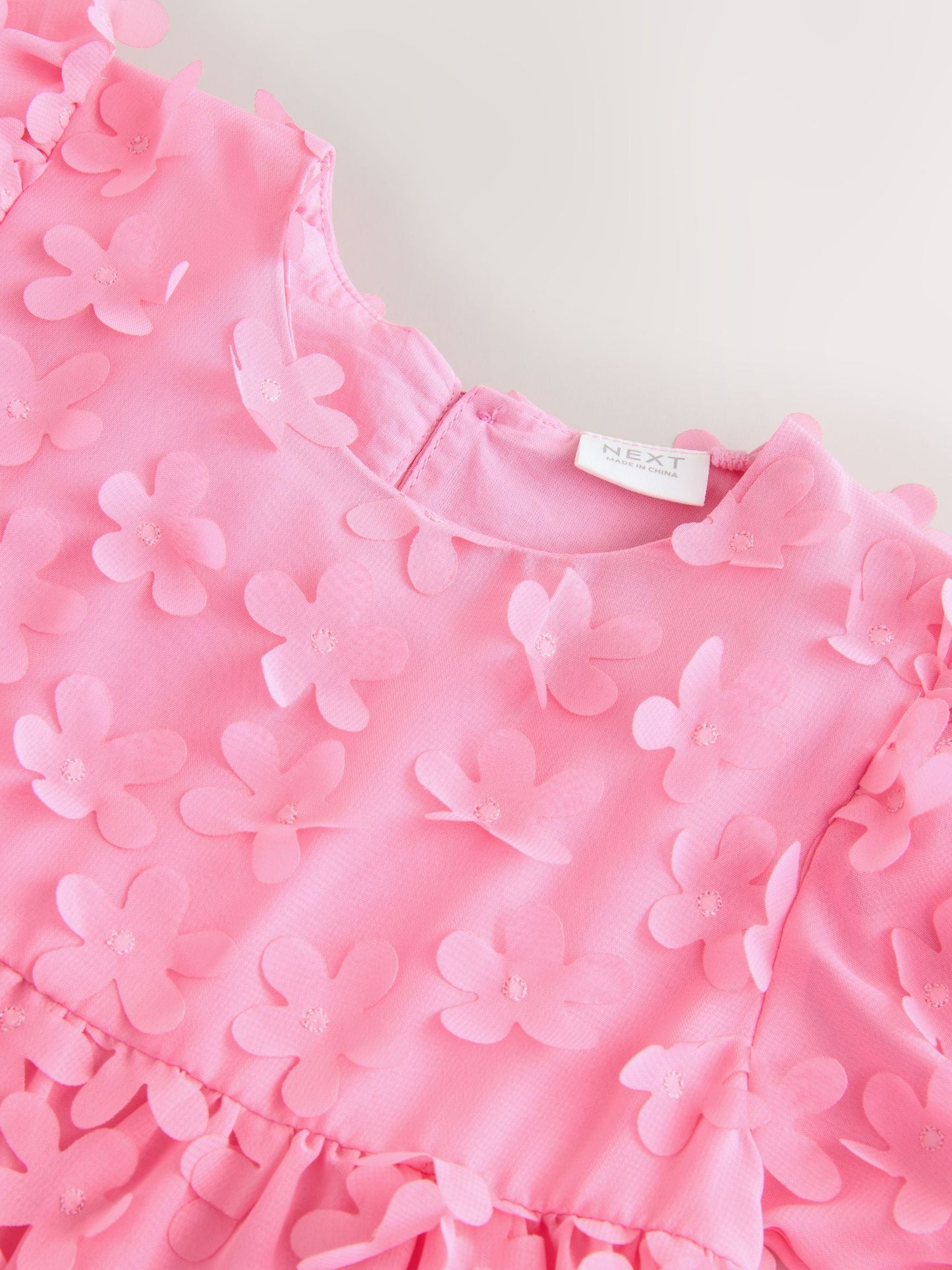Bright Pink Short Sleeve 3D Flowers Dress (3mths-8yrs) image 6