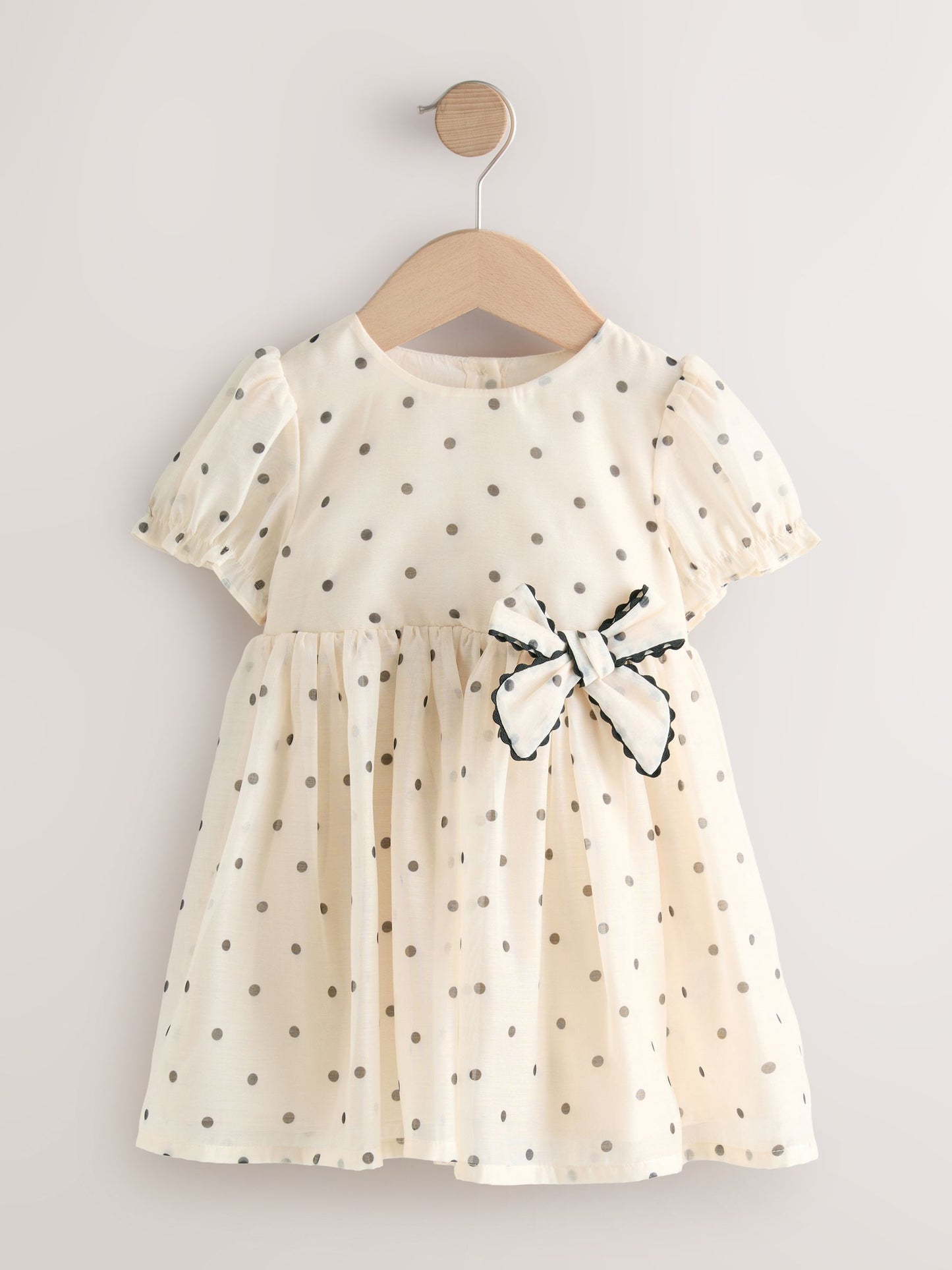 Ecru Spot Bow Dress (3mths-8yrs) image 4