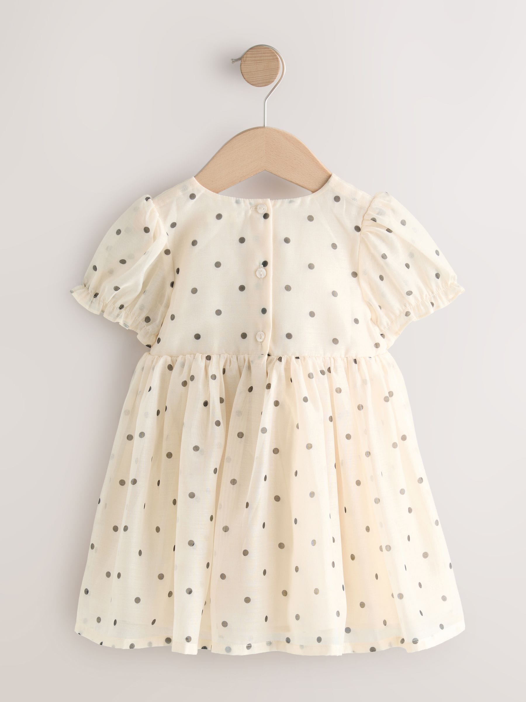 Ecru Spot Bow Dress (3mths-8yrs) image 5