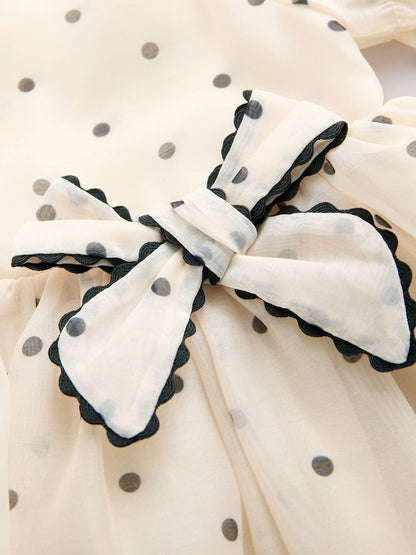 Ecru Spot Bow Dress (3mths-8yrs)