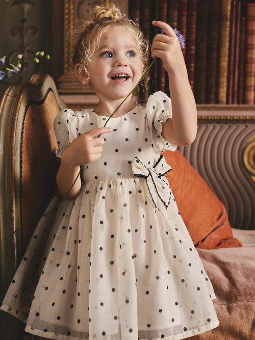 Ecru Spot Bow Dress (3mths-8yrs) image 1