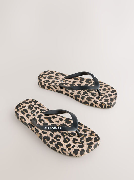 smALLSAINTS Leopard Square Toe Flip Flops - image 1