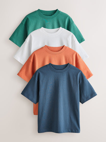Dsiney Kidz - White/Navy/Green/Orange Relaxed Fit Short Sleeves T-Shirts 4 Pack (3-16yrs) image 1