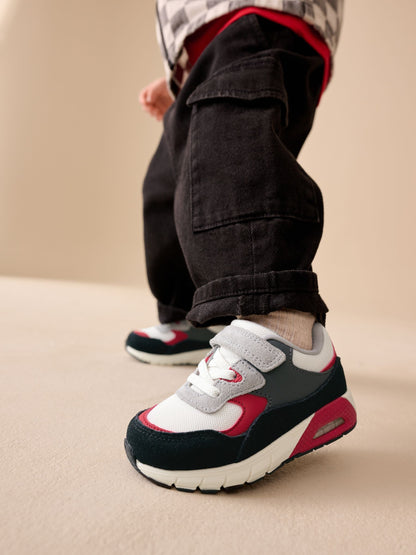 Black/Red Standard Fit (F) Elastic Lace Trainers image 2