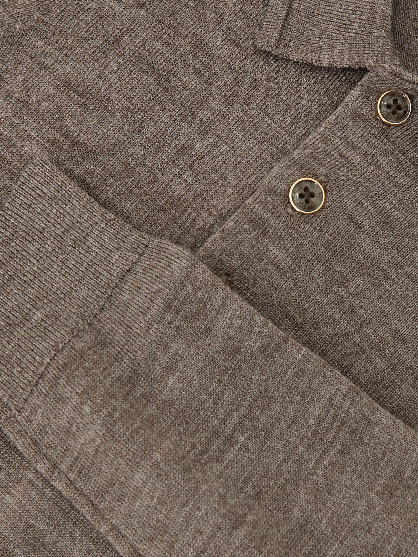 Dsiney Kidz - Reiss Dark Brown Melange Trafford 9-13 yrs Wool Long-Sleeve Polo Shirt image 4