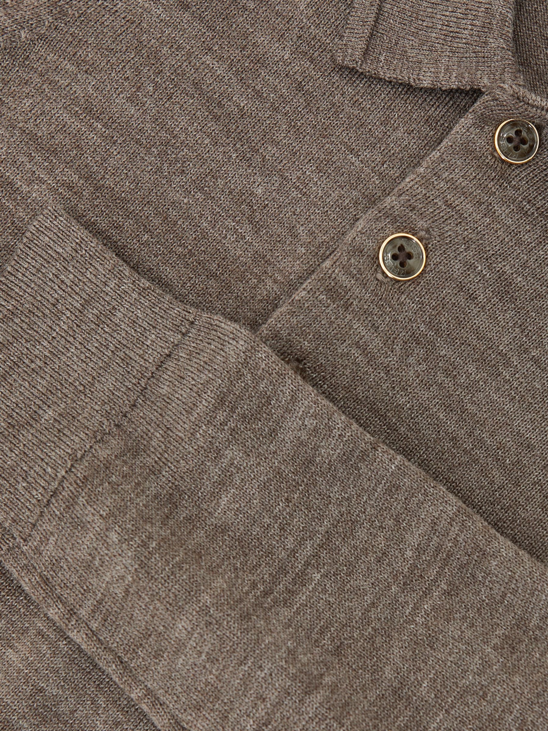 Dsiney Kidz - Reiss Dark Brown Melange Trafford 9-13 yrs Wool Long-Sleeve Polo Shirt image 4