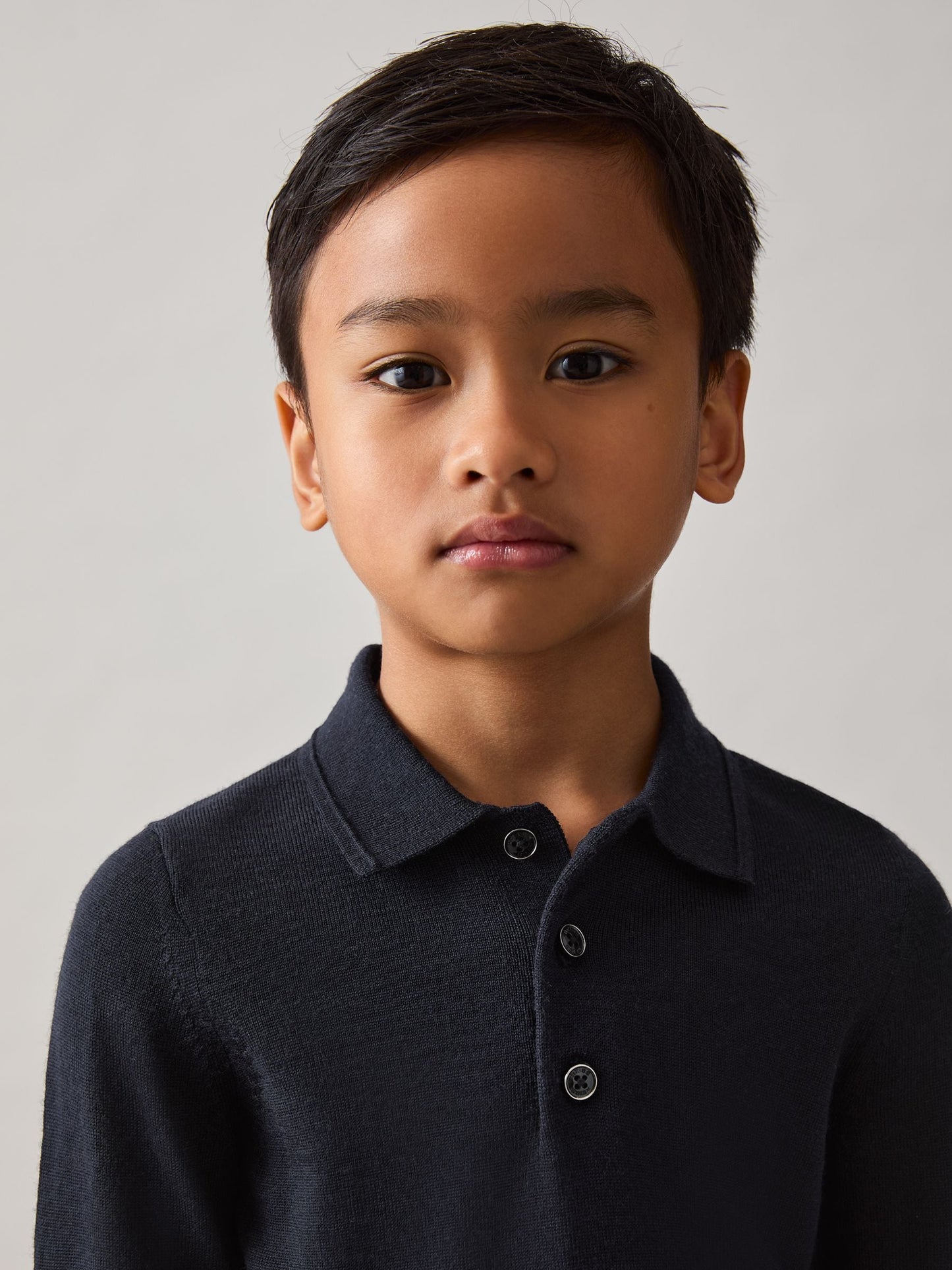 Dsiney Kidz - Reiss Navy Trafford 9-13 yrs Wool Long-Sleeve Polo Shirt image 1