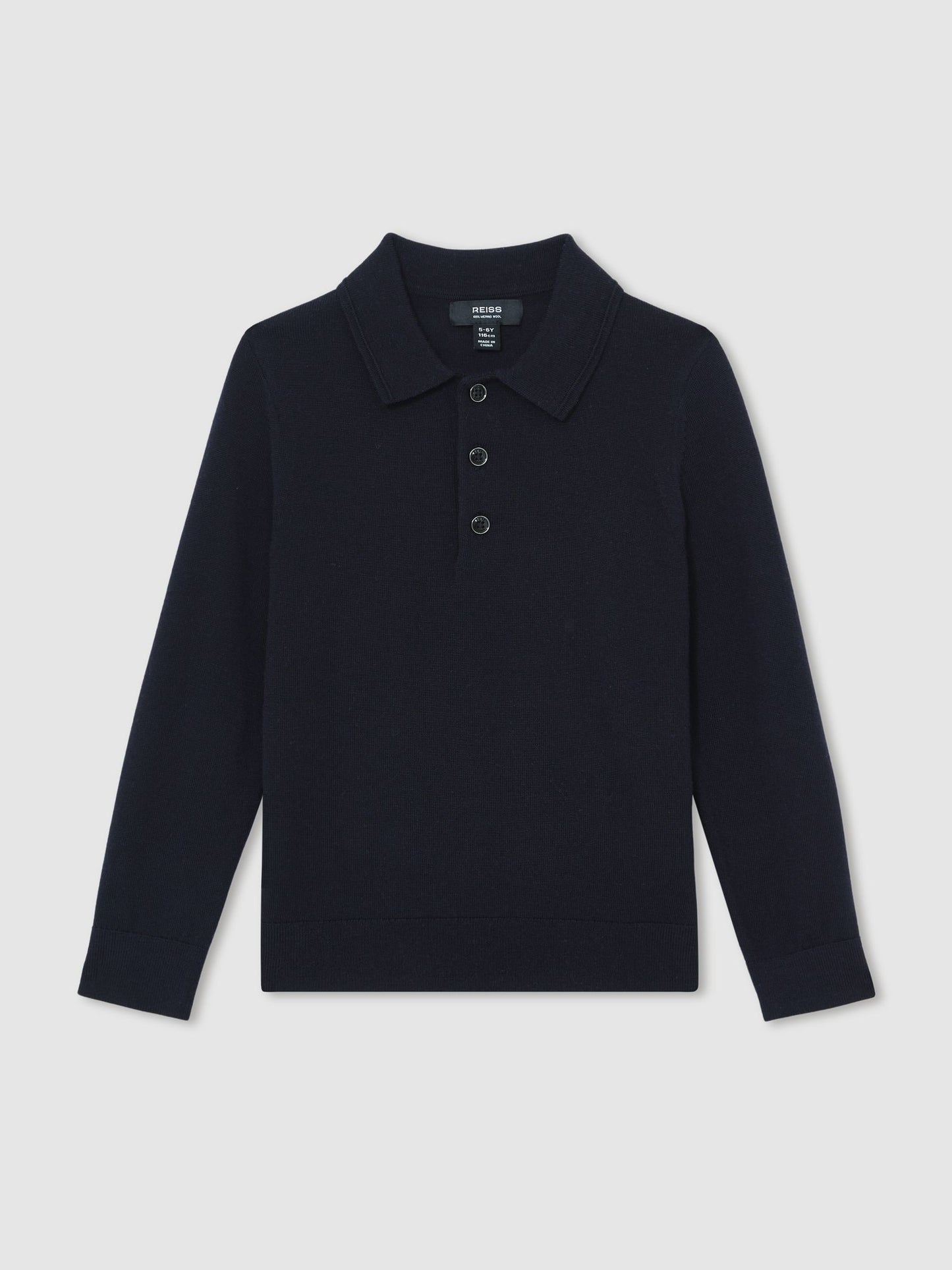 Dsiney Kidz - Reiss Navy Trafford 9-13 yrs Wool Long-Sleeve Polo Shirt image 2