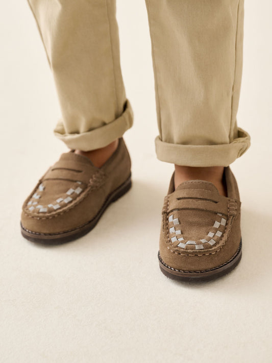 Tan Brown Standard Fit (F) Leather Loafers image 2