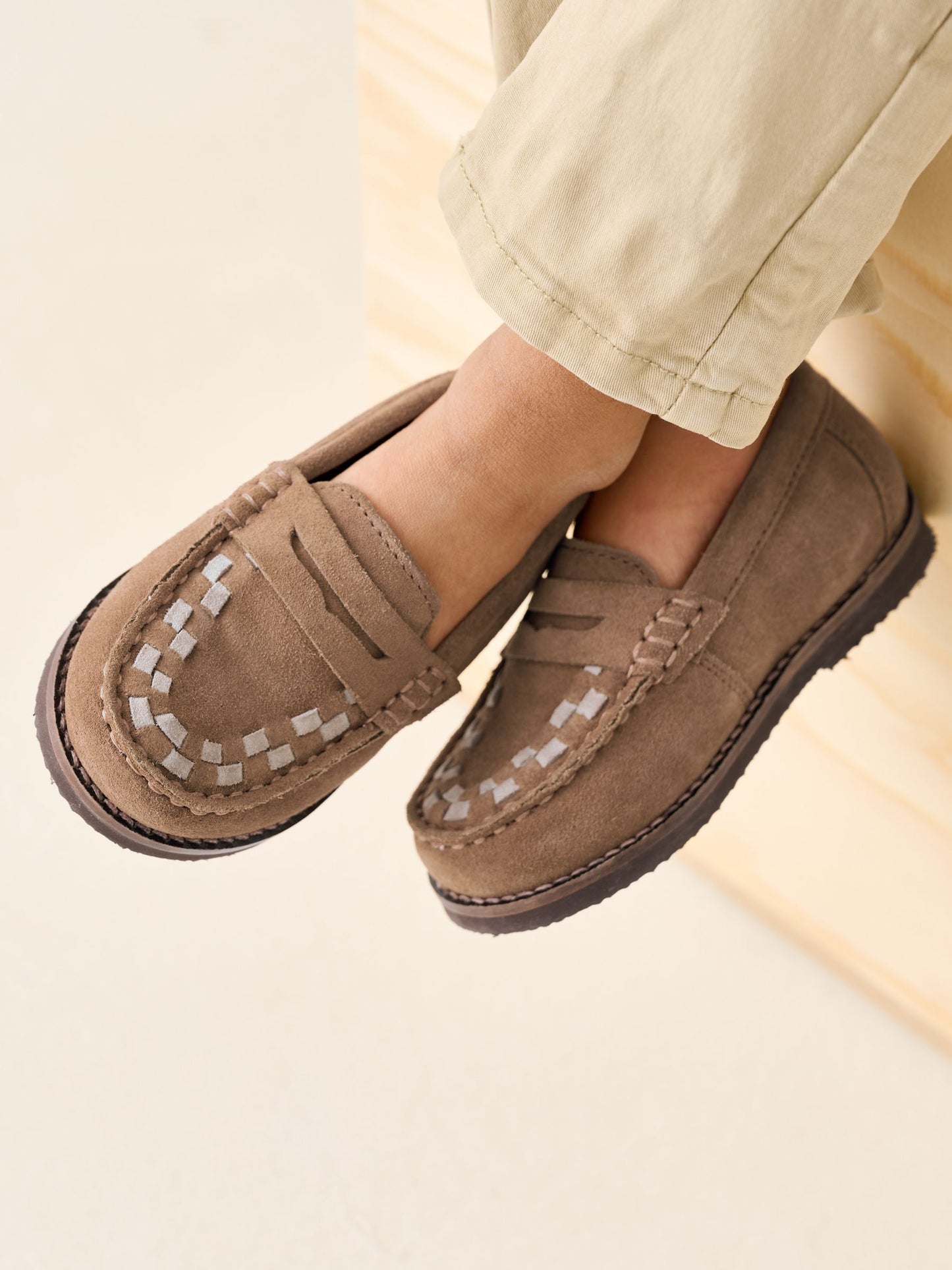 Tan Brown Standard Fit (F) Leather Loafers image 2