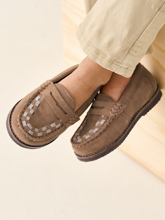Tan Brown Standard Fit (F) Leather Loafers image 2