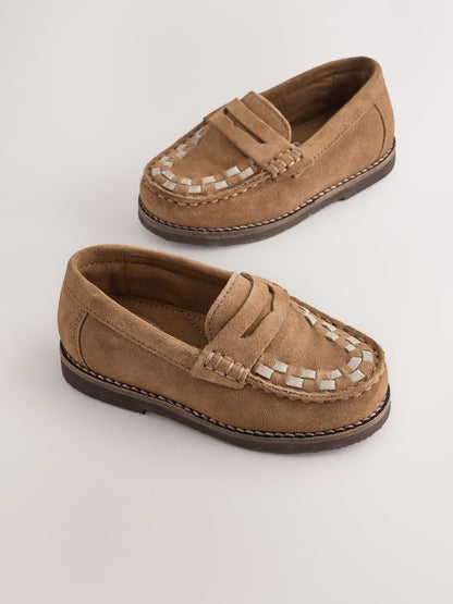 Tan Brown Standard Fit (F) Leather Loafers image 6