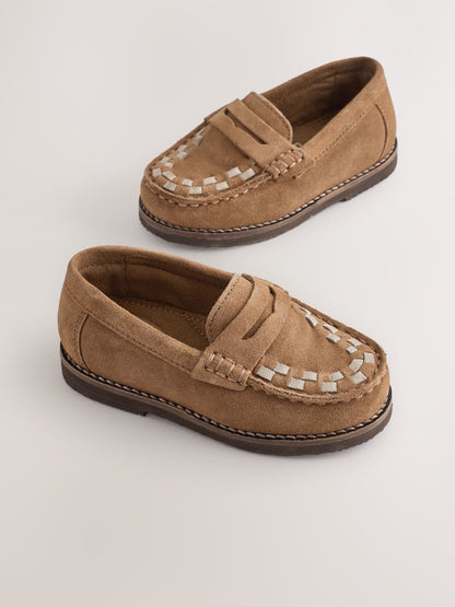 Tan Brown Standard Fit (F) Leather Loafers image 5