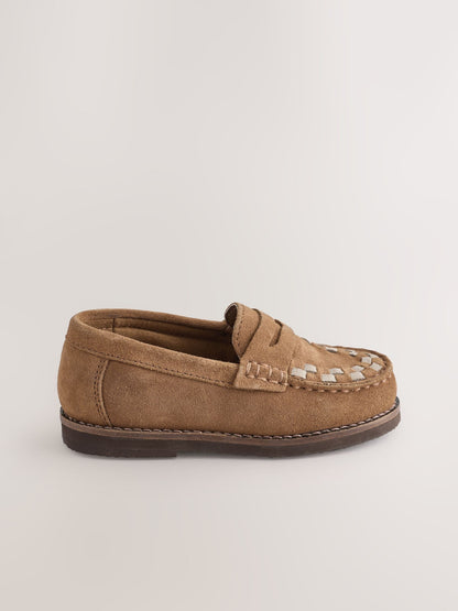 Tan Brown Standard Fit (F) Leather Loafers image 7