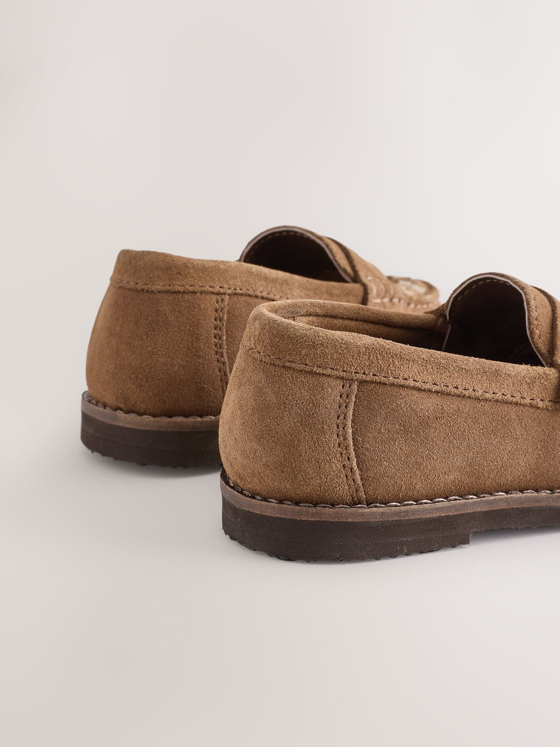 Tan Brown Standard Fit (F) Leather Loafers image 9