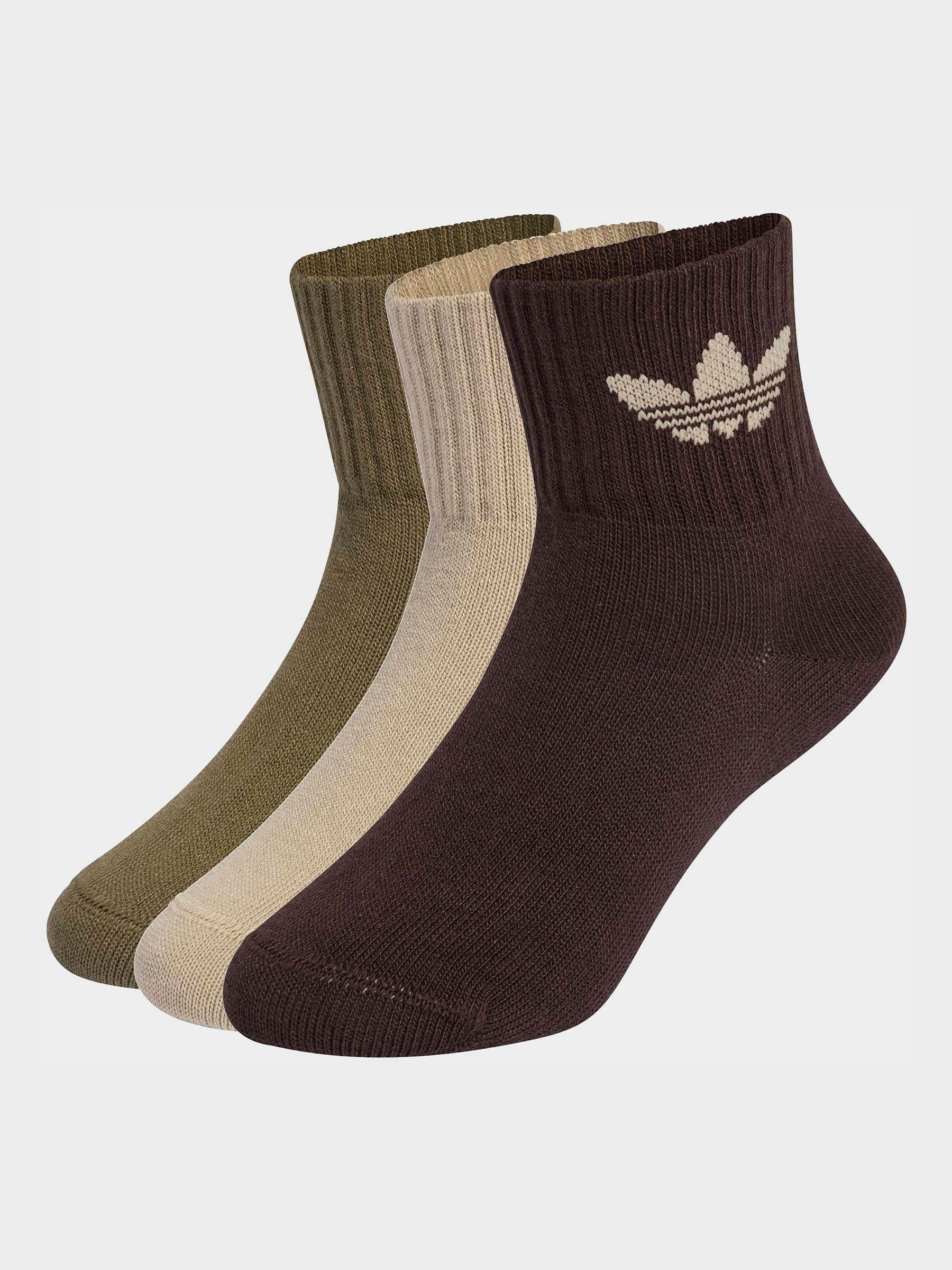 adidas Originals Dark Brown 3 Pack Ankle Socks image 1