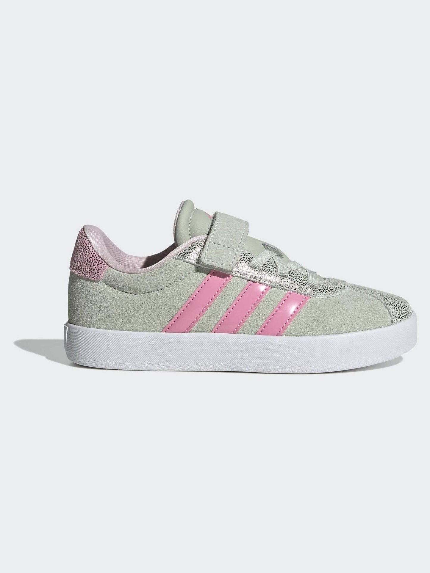 adidas Green VL Court 3.0 Elastic Lace Kids Trainers image 1
