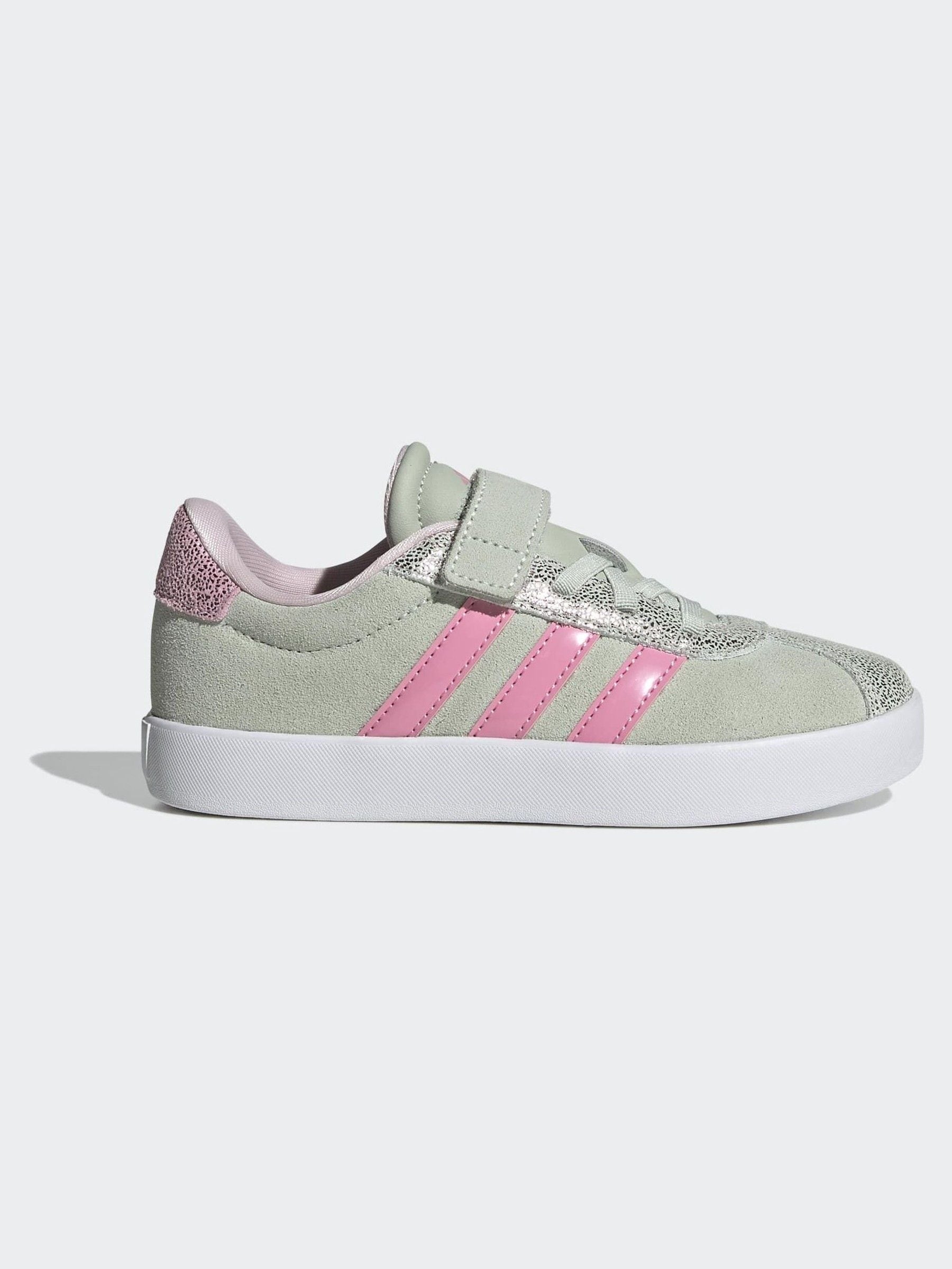 adidas Green VL Court 3.0 Elastic Lace Kids Trainers image 1