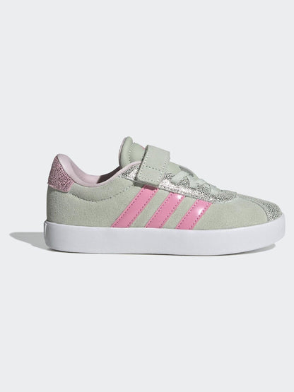 adidas Green VL Court 3.0 Elastic Lace Kids Trainers image 1