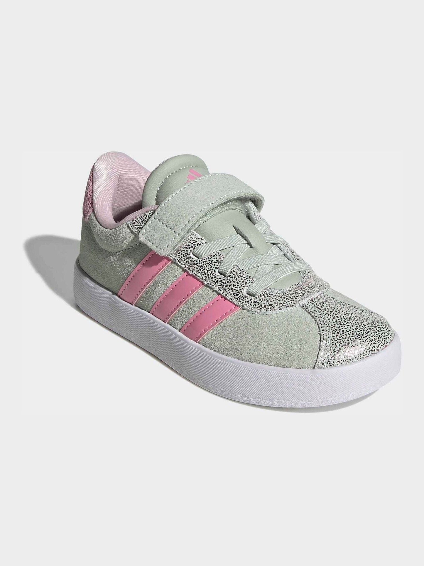 adidas Green VL Court 3.0 Elastic Lace Kids Trainers image 2