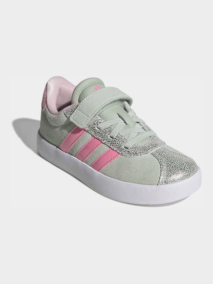 adidas Green VL Court 3.0 Elastic Lace Kids Trainers image 2