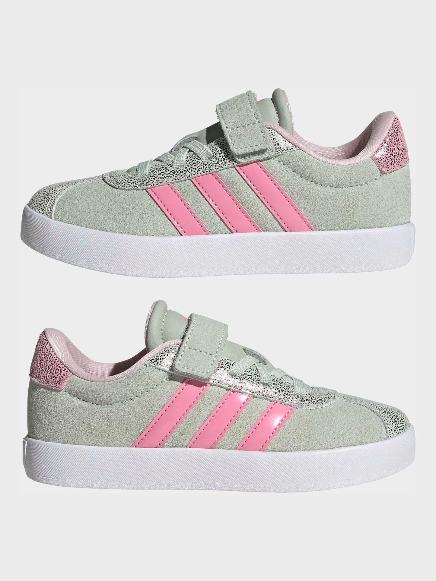 adidas Green VL Court 3.0 Elastic Lace Kids Trainers image 3