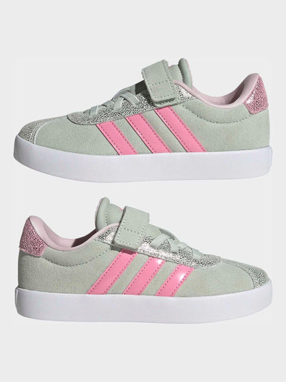 adidas Green VL Court 3.0 Elastic Lace Kids Trainers image 3