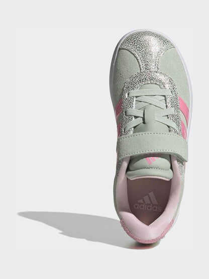 adidas Green VL Court 3.0 Elastic Lace Kids Trainers image 5