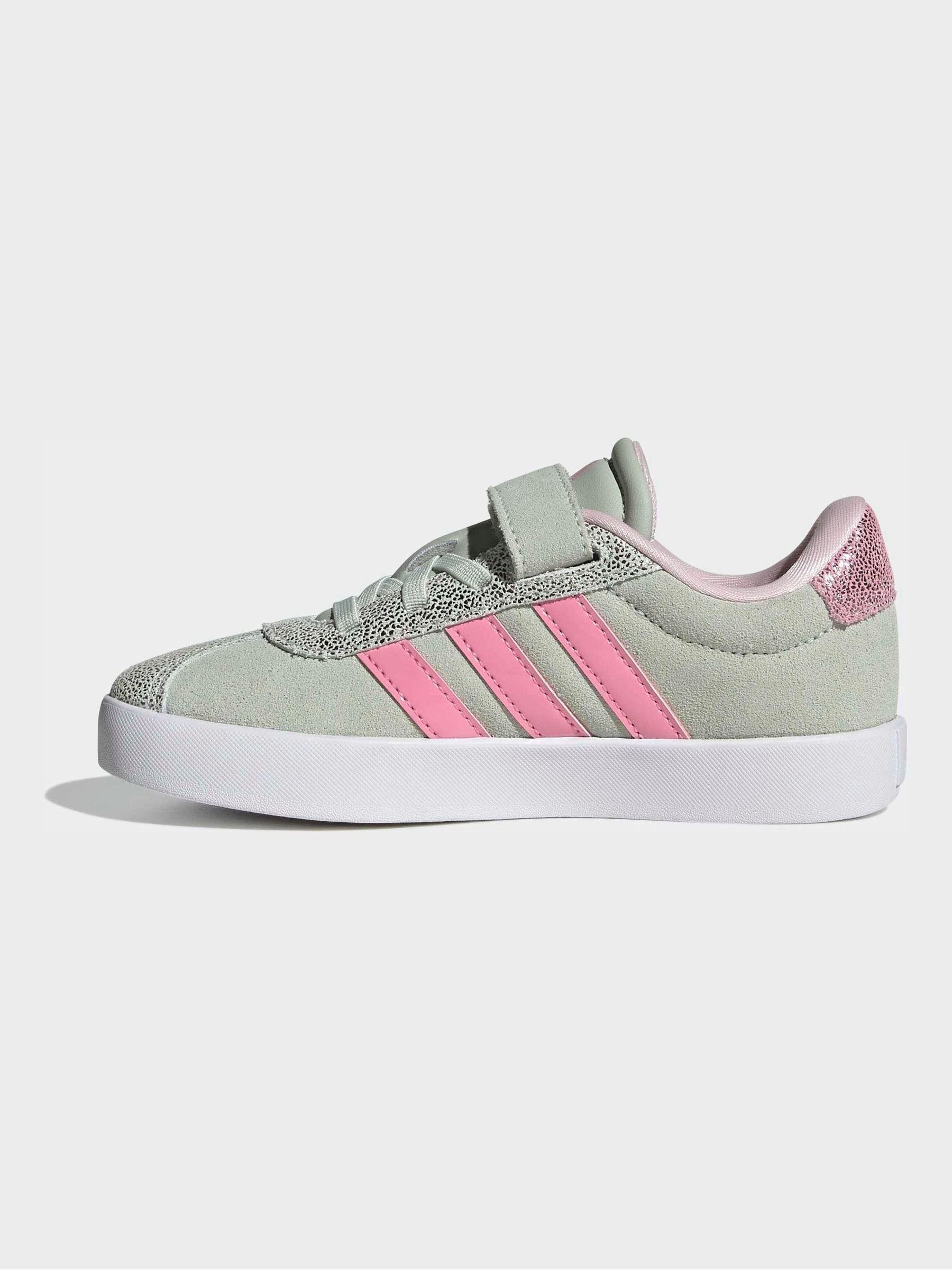 adidas Green VL Court 3.0 Elastic Lace Kids Trainers image 8