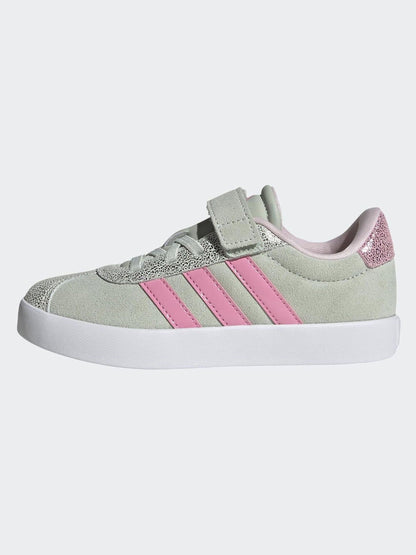 adidas Green VL Court 3.0 Elastic Lace Kids Trainers image 9