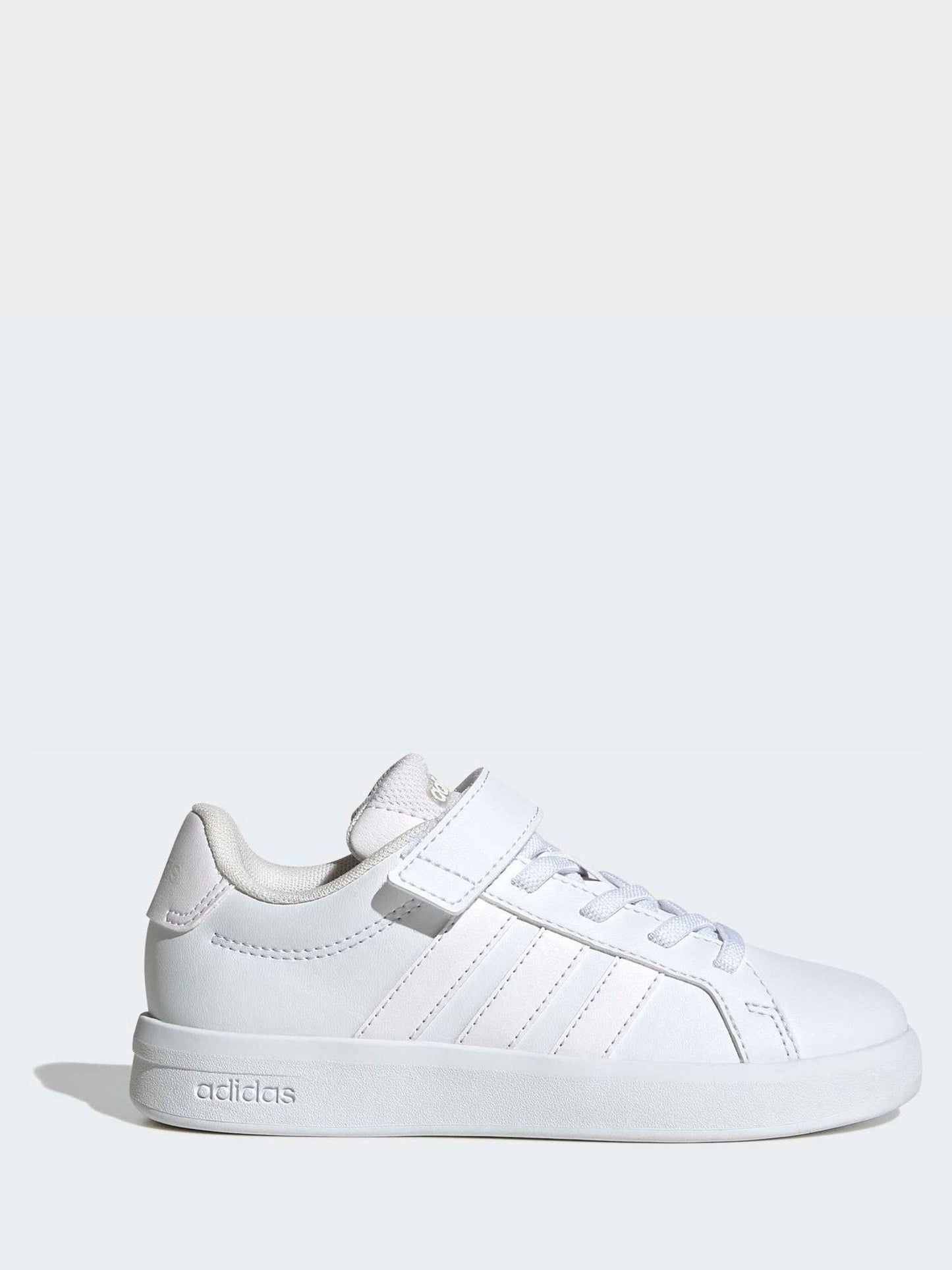 adidas White Grand Court 3.0 Elastic Lace Kids Trainers image 1