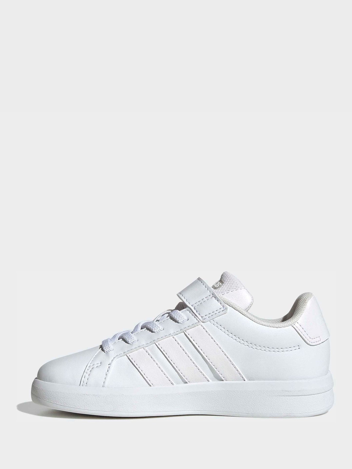 adidas White Grand Court 3.0 Elastic Lace Kids Trainers image 2